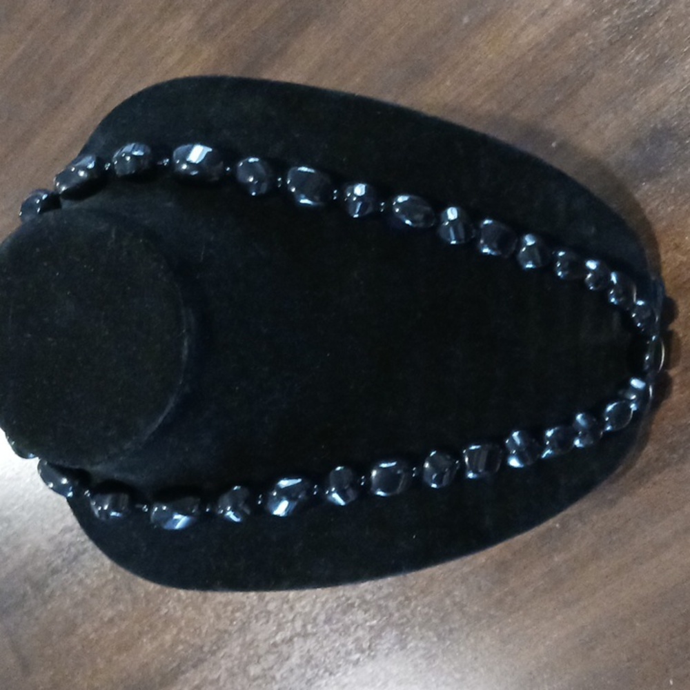 Chunky Vintage Monet Necklace Black 30"